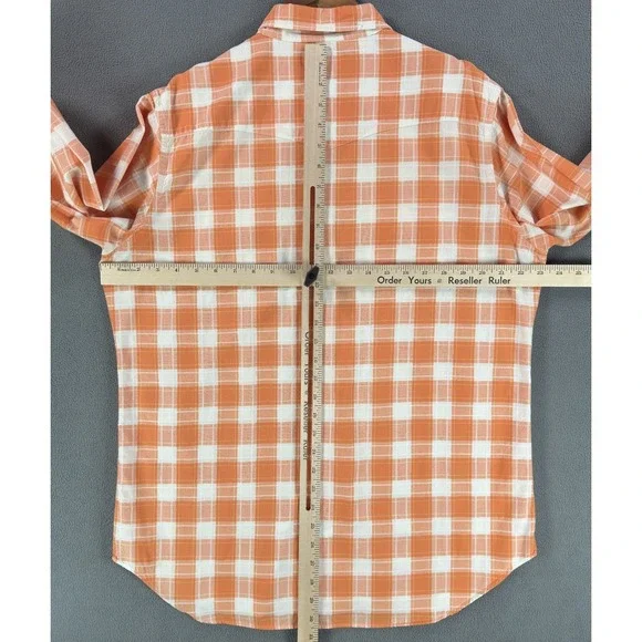 Polo Ralph Lauren Pearl Snap Shirt Large Orange Western Cowboy Saw Tooth Pocket - Picture 6 of 8